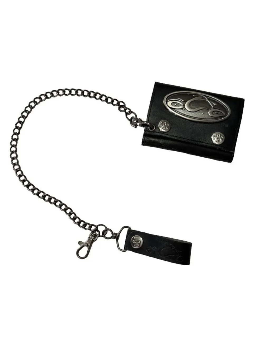 Orange County Choppers OCC Genuine Leather Chain Wallet Biker Motorcycle Trifold